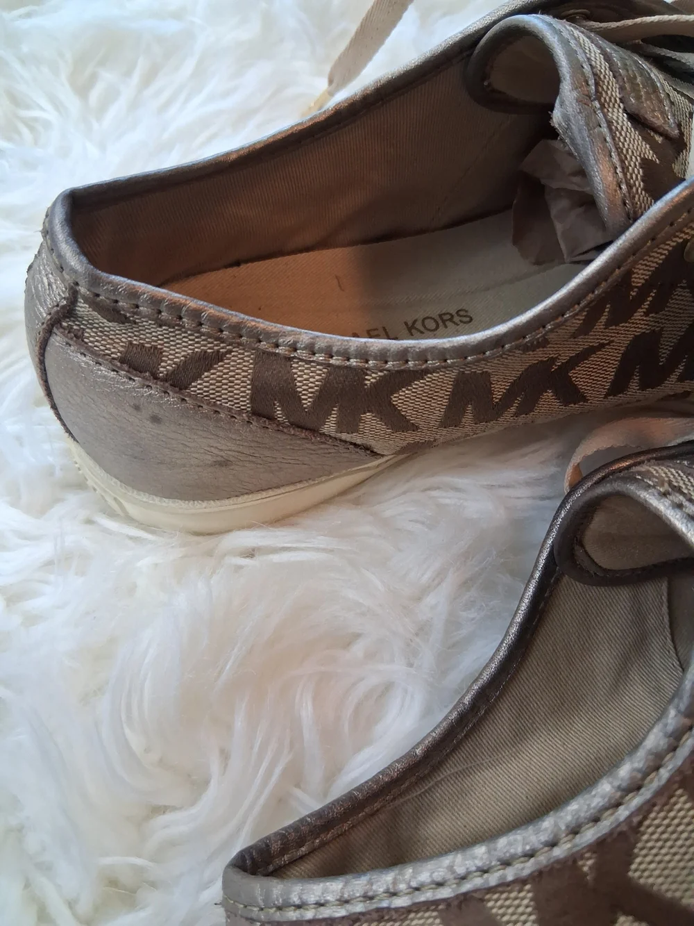 Tan Brown Pewter Bronze Michael Kors Sneakers Size 10 Lace Up